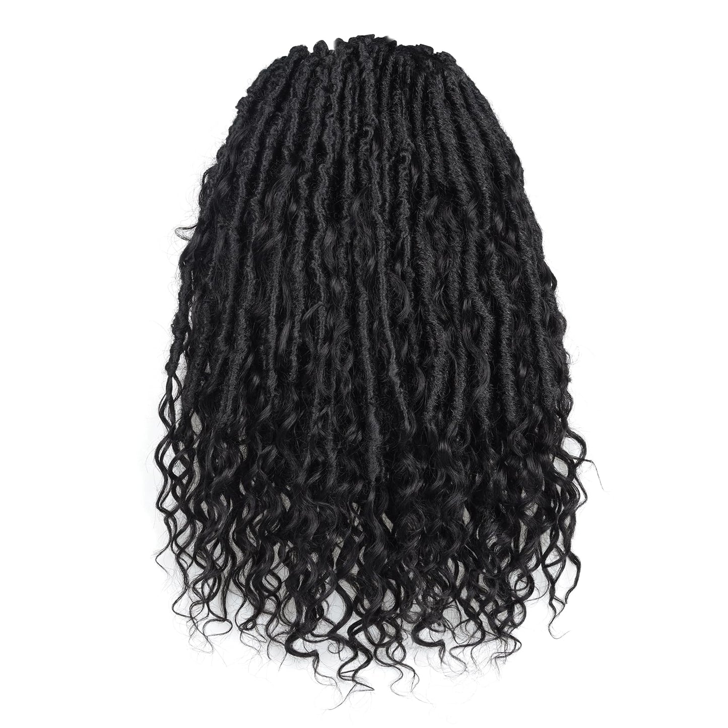 ToyoTress Boho Crochet Locs With Human Hair Curls - 16 Inch 8 Packs Natural Black Handmade Pre-Looped Crochet Hair For Black Wom