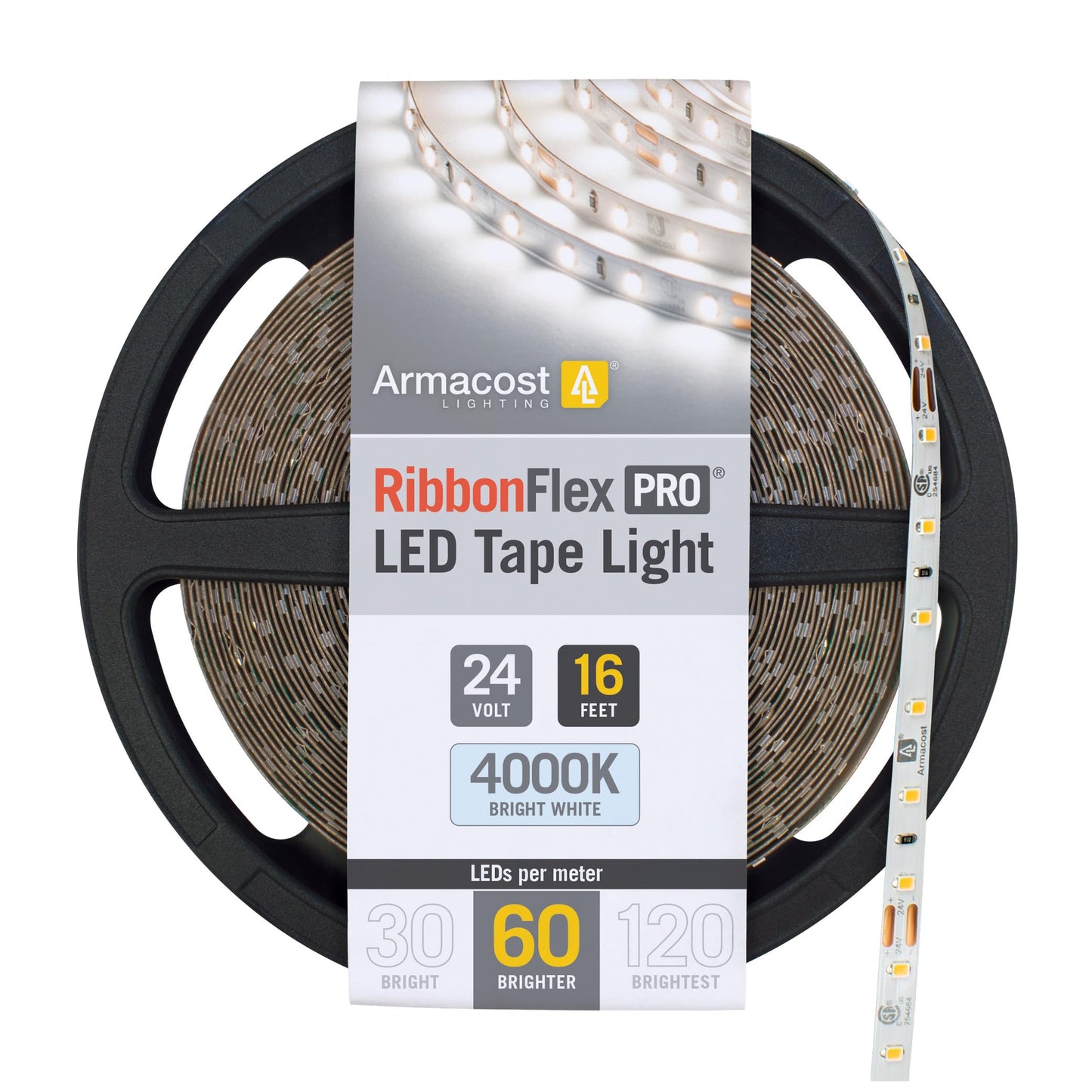 Armacost Lighting Ribbonflex Pro 24V White Led Strip Lights 60 Led/M  4000K  16.4 Ft 155230