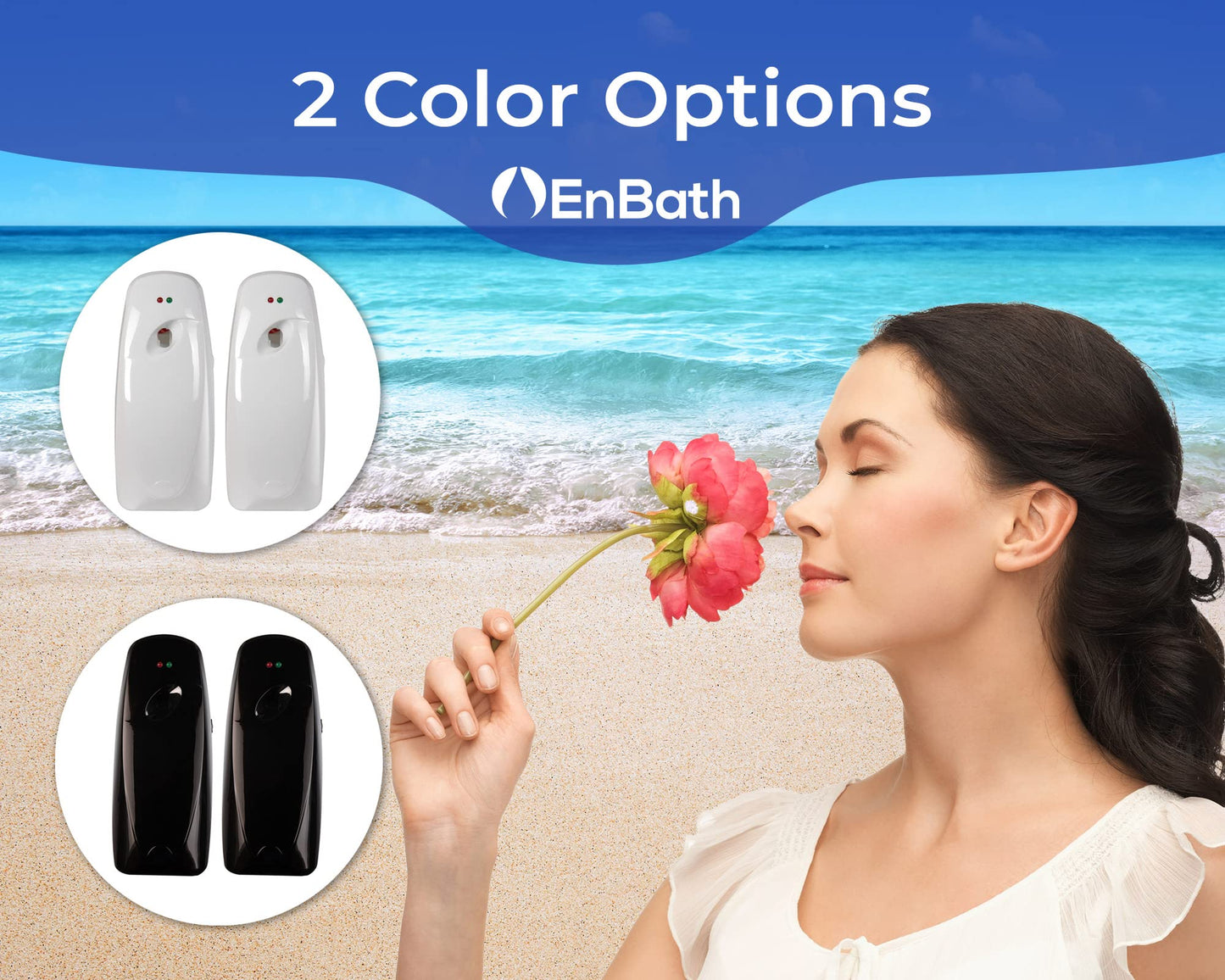 Automatic Air Freshener Spray Dispenser (2-Pack) Wall Mounted or Free Standing, Commercial and Home Use, Multiple Time Scent/Mist Release Settings for Room/Restroom Sprayer (White)