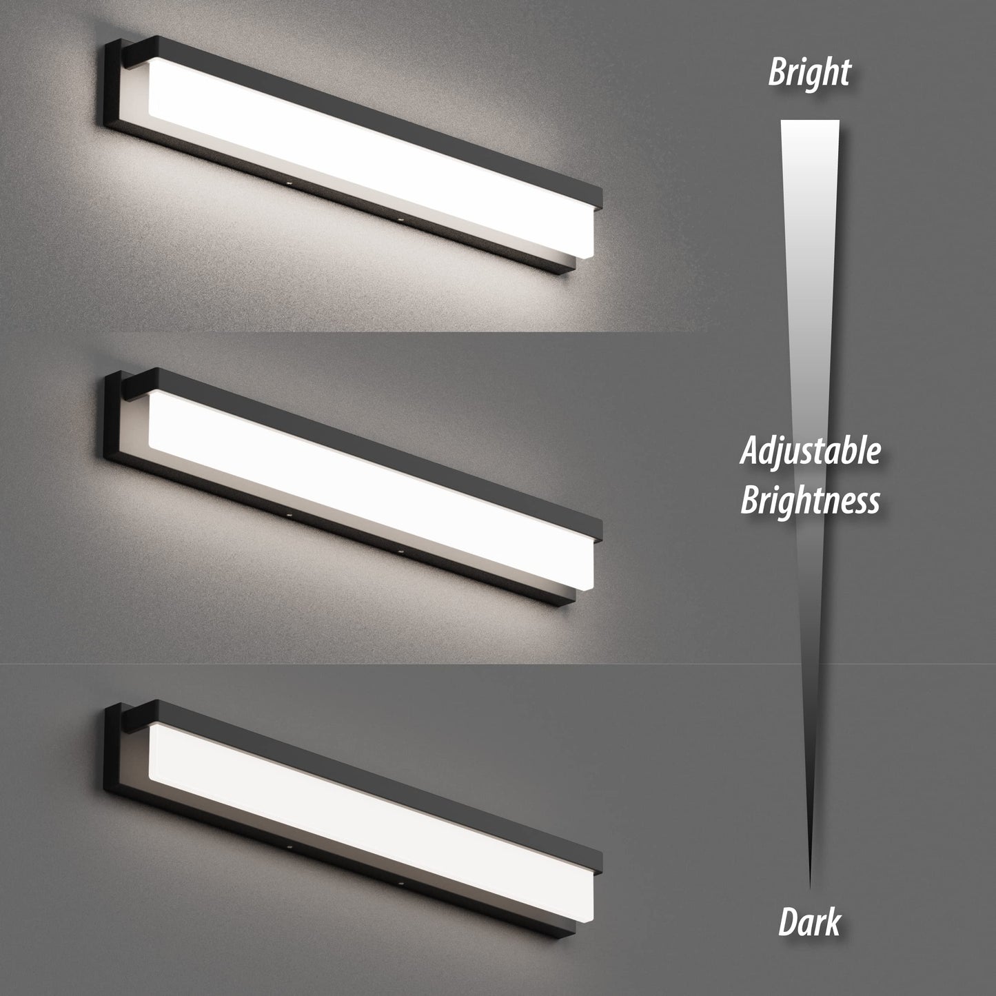 LIGHTINN LED Bathroom Vanity Light Fixture, 24.4in Modern Black Matte Metal, 4000K Daylight, Model 8890-18W-BLK