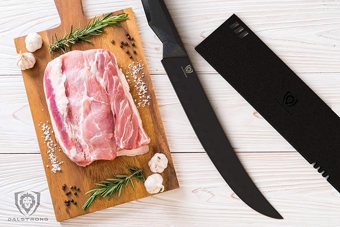 Dalstrong Butcher Knife - 10 inch - Shadow Black Series - Black Titanium Nitride Coated - High Carbon 7CR17MOV-X Vacuum Treated Steel - Breaking Kitchen Knife - Sheath - Slicing Knife - NSF Certified