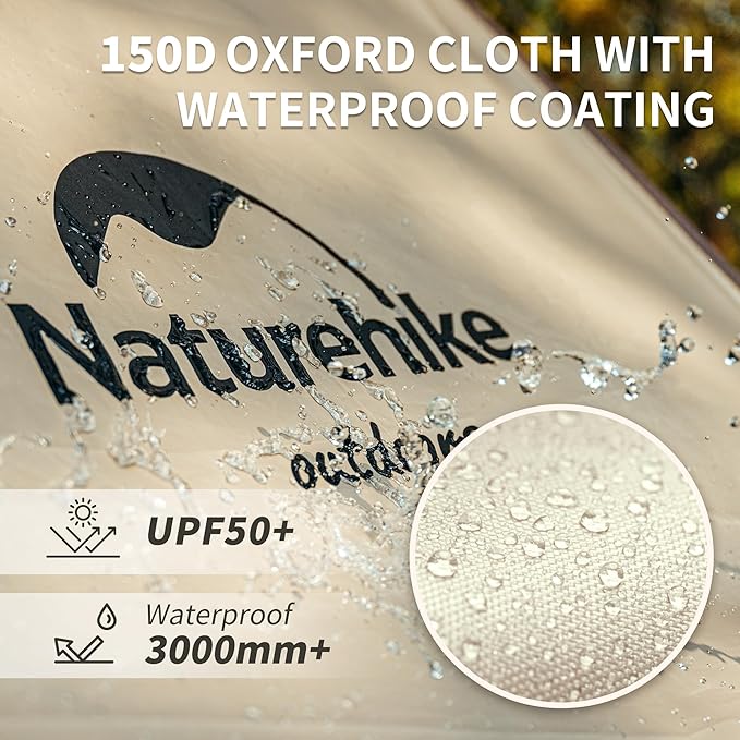 Naturehike Camping Tent Tarp,Camping Awning with Poles,Tent Canopy Rain Fly, Camping Sun Shelter for 8-10 Person Camping, Party, Picnic, Family Camping
