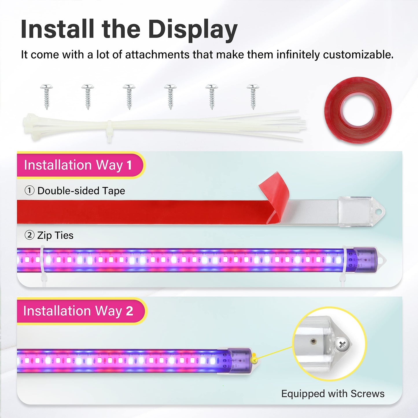 Ipower 20W Led Plant Grow Light Strips, Full Spectrum, Auto On/Off Timer, 4 Tubes, Red & Blue, Ideal For Indoor Hydroponics And Succulents