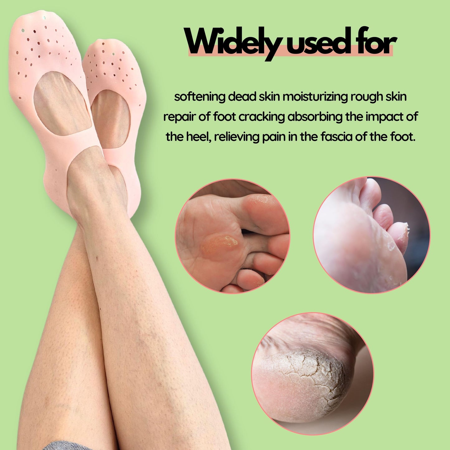 Moisturizing Gel Socks - Hydrating Spa Treatment for Soft, Smooth Feet, Ideal for Dry, Cracked Heels and Rough Skin (Small, 3 Pa
