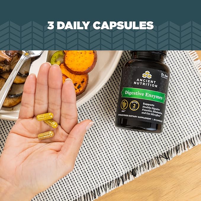 Ancient Nutrition Digestive Enzymes, Supports Gut Health, Promotes Healthy Digestive Function, 90 Ct