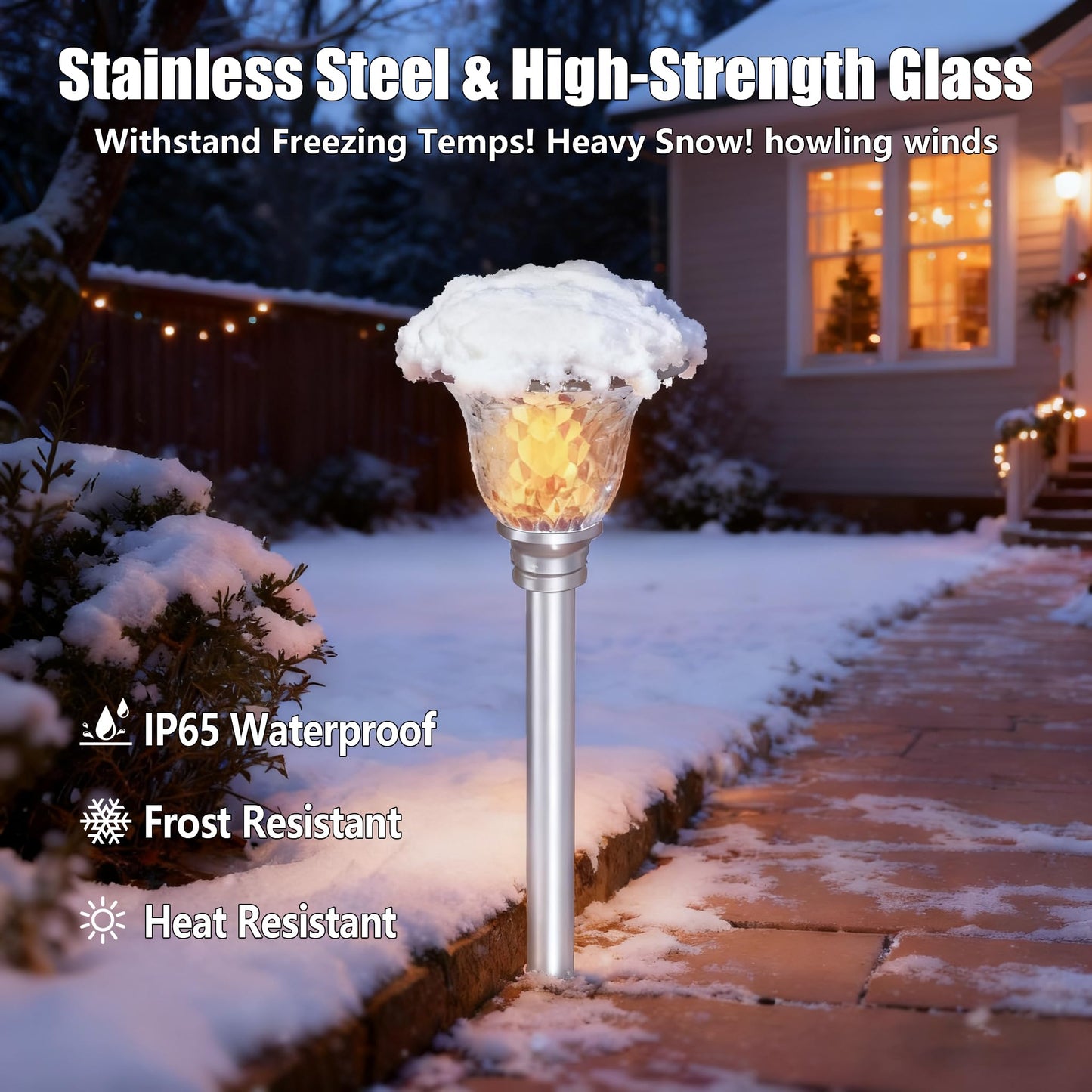 BEAU JARDIN 8 Pack Solar Pathway Lights Outdoor Stainless Steel Lights Solar Powered Waterproof Glass High Lumen Garden Landscape Path Yard Walkway Driveway Outside Color Changing Cool White Silver
