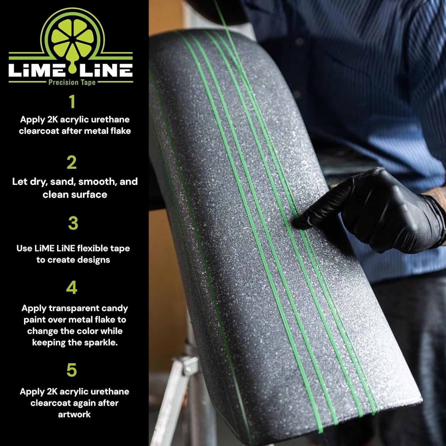 LiME LiNE Sprayable Metal Flake Paint Additive: Solvent Resistant Glitter for Automotive Custom Painting (Red)