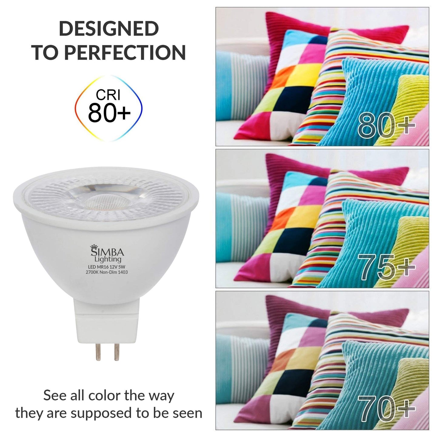 Simba Lighting Led Mr16 5W 12V Light Bulb (10 Pack) 35W To 50W Halogen Spotlight Replacement For Landscape  Accent  Track Lights  Desk Lamps  Fwm Exn  Gu5.3 Bipin Base  2700K Warm White  Not Dimmable
