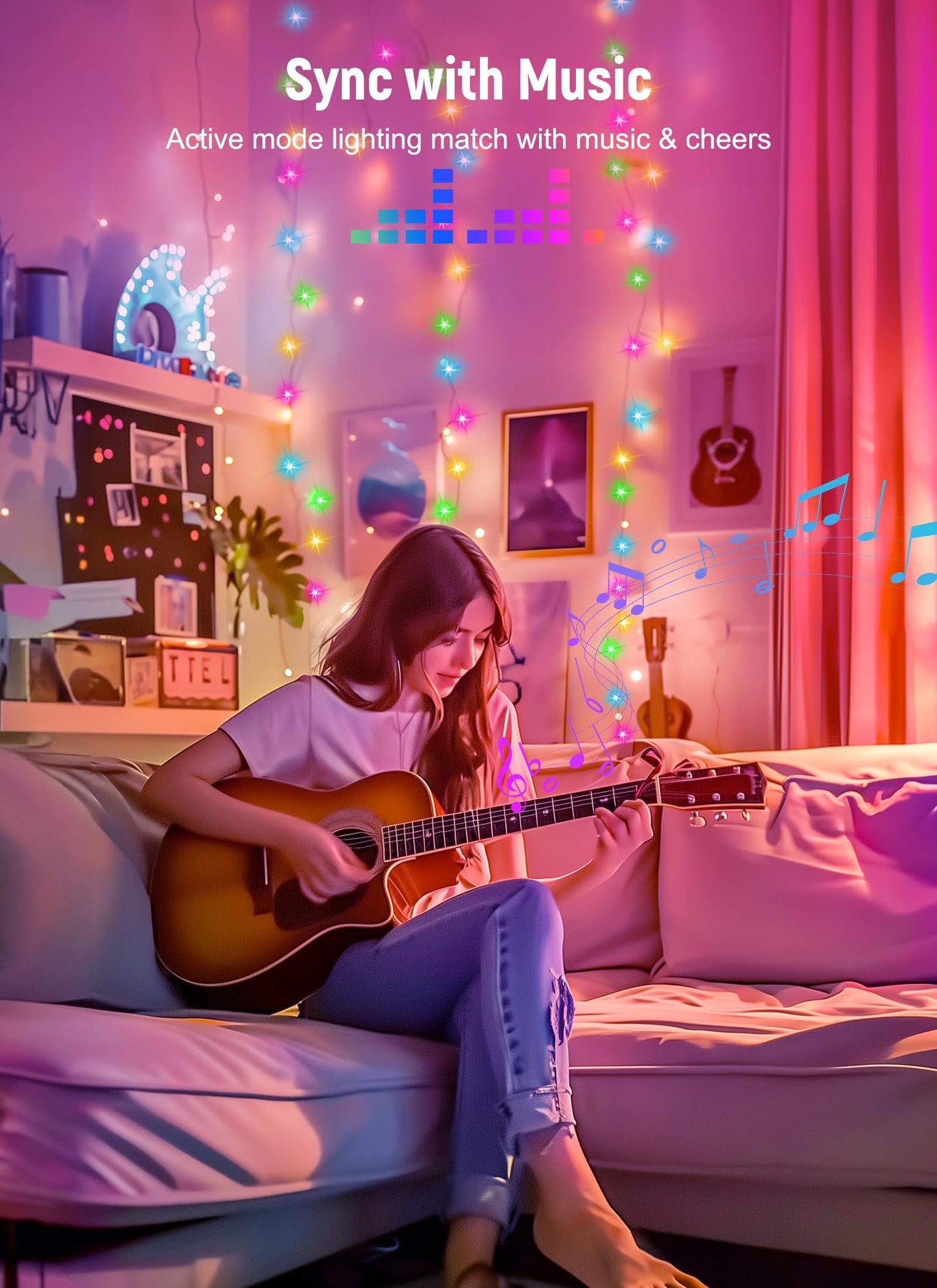 Brightown Smart Fairy Lights, 2 Pack 33FT 100LEDs, USB Bluetooth, Timer & Remote, 8 Modes, Multicolor