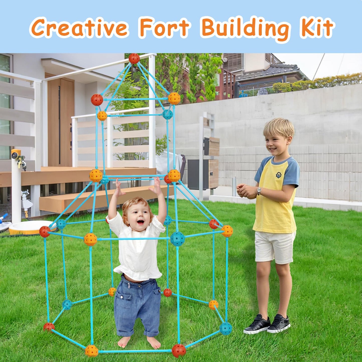 Bzseed Fort Building Kit for Kid DIY Play Tent STEM Construction Toys Fort Builder for Kids Indoor Outdoor Play Creative Gift for 4 5 6 7 8 9 10 11 12 Year Old Boy Girl Christmas Birthday Gift 140Pcs