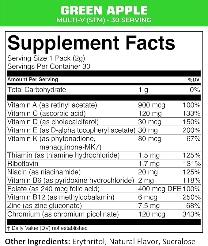 MTN OPS Multi-V, Daily Multivitamin for Women & Men with Immune Support, Safe for Kids, Gluten Free STM Packs, Variety of Flavors, 30 Servings