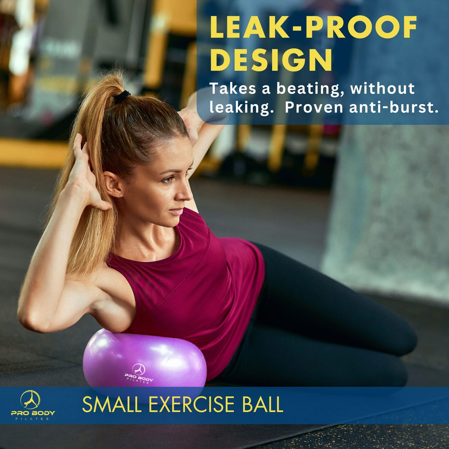 ProBody Pilates Small Exercise Ball - 9 Inch Workout Ball for Stability, Barre, Yoga, Core & Physical Therapy, Home Gym & Office Use (Purple)
