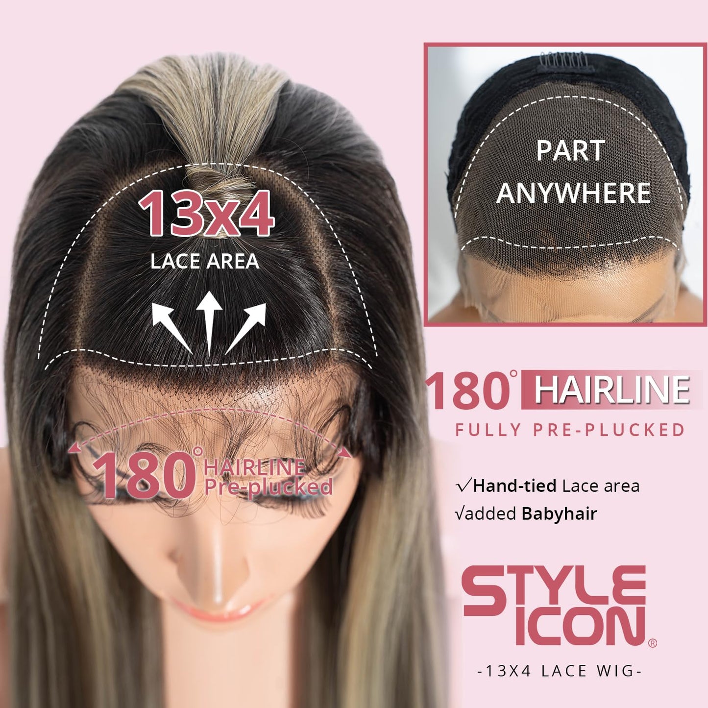 Style Icon 36” Super Long 13x4 Lace Wig - Easy-360 Lace Frontal with Baby Hair, NTSN4/UN8/12R, High Temperature Fiber