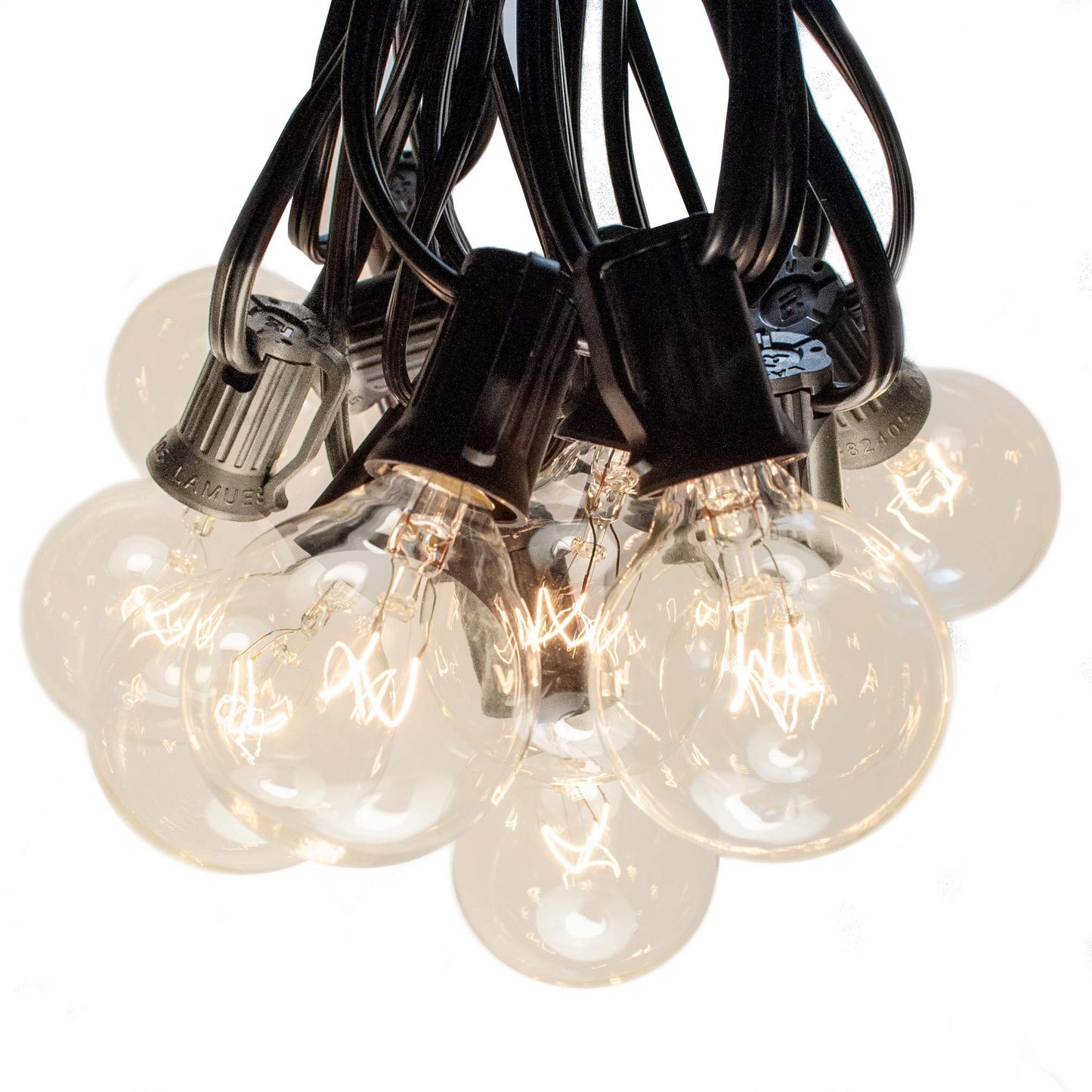 Hometown Evolution G40 Globe String Lights with Clear Bulbs, 10 Foot Black Wire, White, Model G40CL10FTBL
