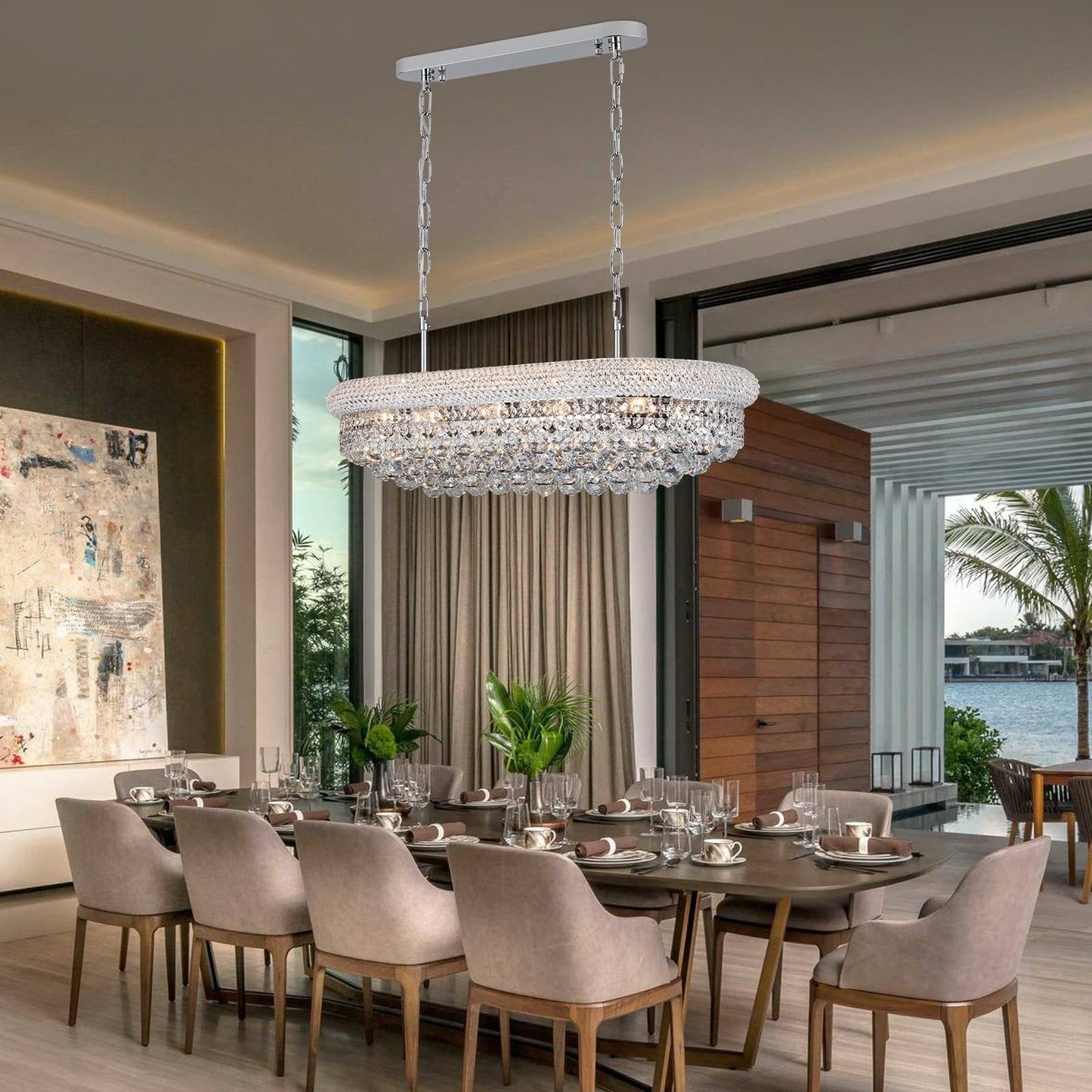 Crystal Chandeliers For Dining Room Light Fixtures Over Table  Modern Crystal Chandeliers For Kitchen Lsland  9 Lights Empire Style Chrome stylish Lighting Fixtures For Living Room Bar L31 Inch