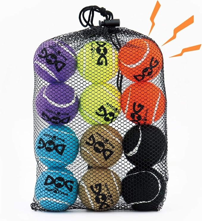 INSUM Small Tennis Balls for Dogs - 12 Pack 2.0" Squeaky Dog Balls for Small Breed, SGS Certified Non-Toxic, Interactive F...
