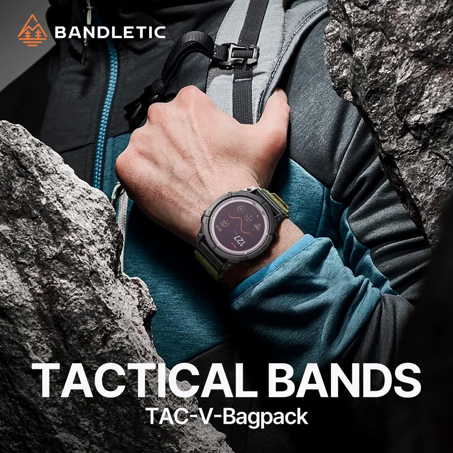 Bandletic Compatible with Garmin Instinct 2 3 Watch Bands, Rugged Tactical Nylon for Fenix 8 47mm/7/6 Pro/5 Plus, Quick Fit 22mm Strap Fit for Forerunner 965/955/945/935/Approach S70/S62/S60/Quatix