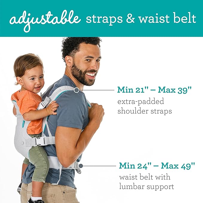 Infantino Flip 4-in-1 Light & Airy Convertible Baby Carrier, Adjustable, Ergonomic Babywearing, Registry Essential, Baby Carrier for Newborn to Toddler