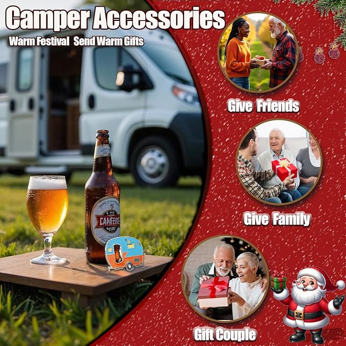 Bottle Opener Magnetic with Fridge Magnets Sticker,RV Camper Bottles Opener Caravan Bottle Beer Opener Unique Beer Gift Idea for Camper Lovers Cool Gadgets Outdoor Picnic Home Using