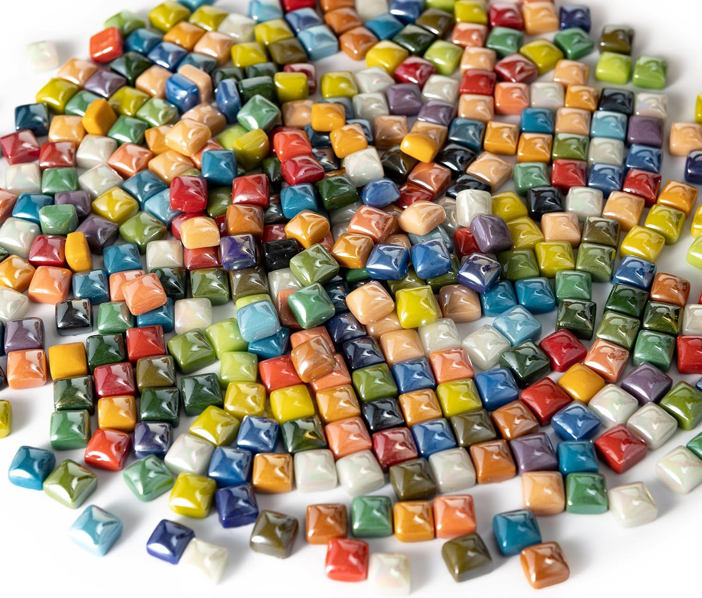 Lanyani 1.7 Pounds/350 Pieces Vibrant Glass Mosaic Tiles Assortment for Crafts, Colorful Glossy Stone Glass Tiles Pieces Bulk for Mosaic Art Craft Home Garden Decoration