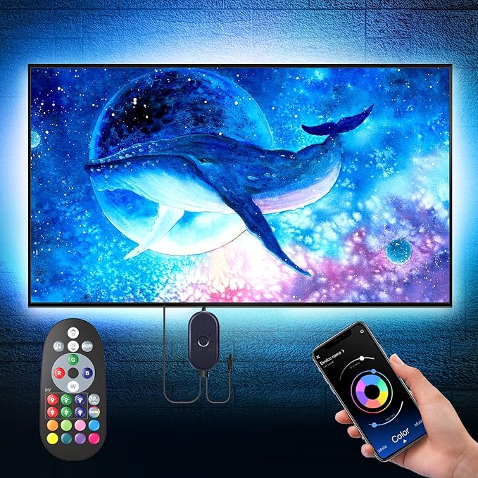 Nexillumi LED Lights for TV, 16.4 ft TV LED Backlight for 55-75 Inch, RGB LED Strip Lights Behind TV with APP Remote Contr...