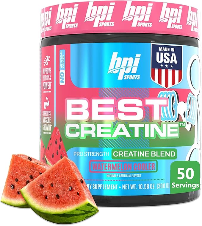 BPI Sports Best Creatine - Creatine Monohydrate Powder for Men & Women, Himalayan Salt - Strength, Pump, Muscle Growth, Muscle Definition - No Bloat - Watermelon Cooler - 50 servings - 10.58 Ounce