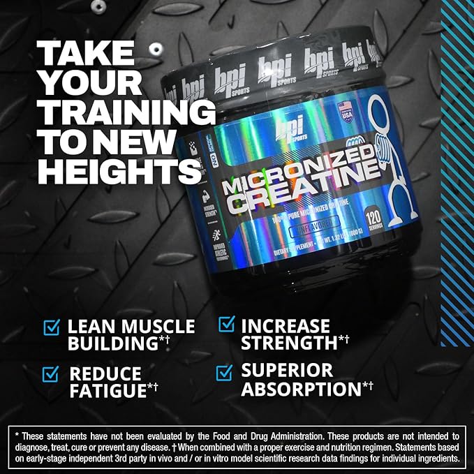 BPI Sports Micronized Creatine - Increase Strength - Reduce Fatigue - Lean Muscle Building - 100% Pure Creatine - Better Absorption - Supports Muscle Growth - Unflavored - 120 Servings - 21.16 Ounce