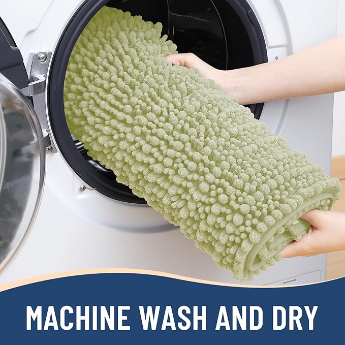 Arotive Luxury Chenille Bathroom Rug Mat, Extra Soft Thick Absorbent Shaggy Bath Rugs, Non-Slip Machine Wash Dry, Plush Bath Mats for Bathroom, Shower and Tub, 24x16, Vanilla
