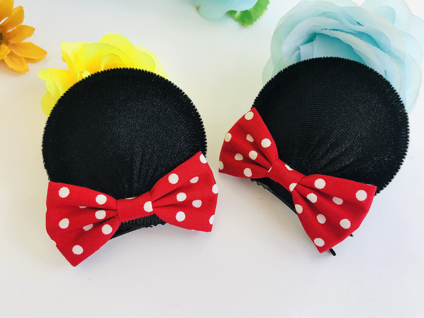 Red Polka Dot Bow Mouse ears Clips for Girls Toddlers Hair Clips Elastic Costume Accessory :M3 (MC Clip)