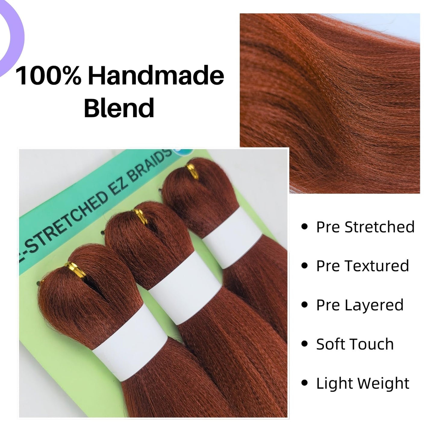 Ginger Braiding Hair Pre Stretched 350# Knotless Braids Hair Extension for Braiding