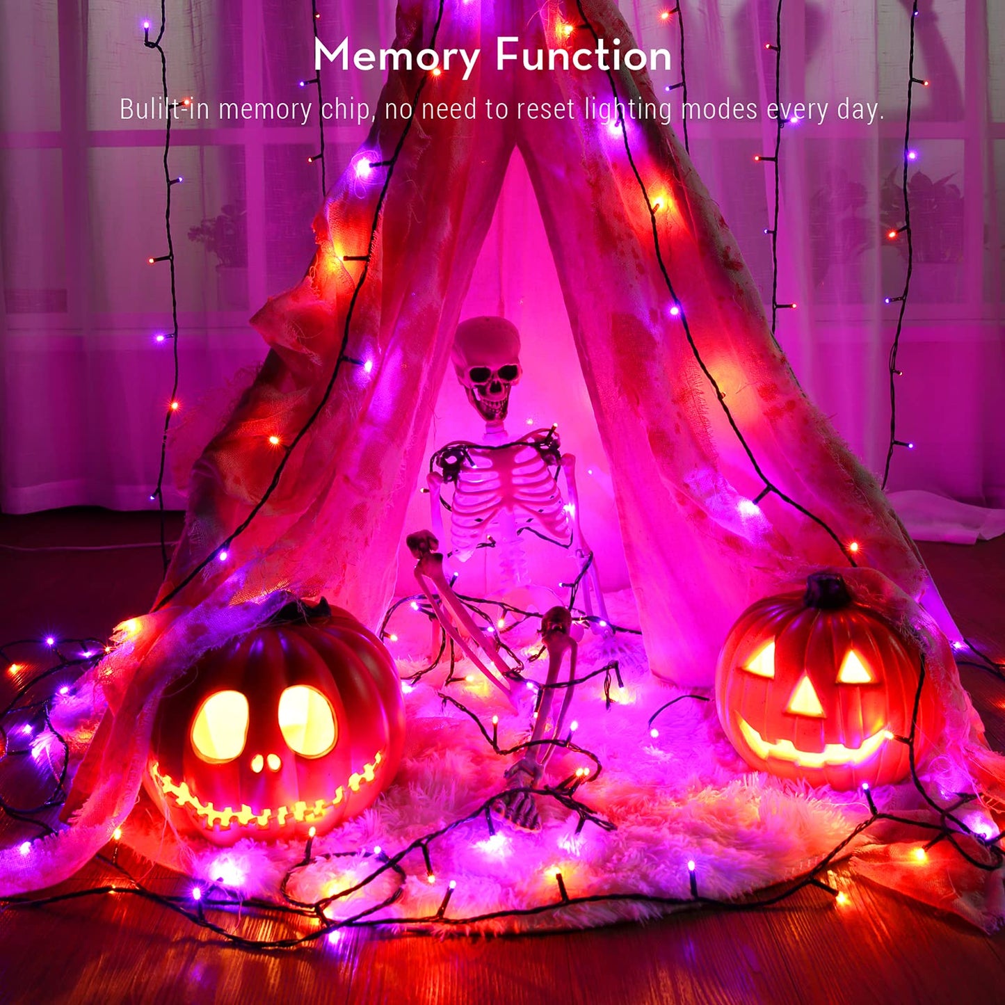 Brizled 2 Pack Purple & Orange Halloween Lights  95.14Ft 240 Led Halloween Lights String Connectable With Timer  8 Modes Outdoor Orange Light  Plugin Mini Light For Tree Garden Indoor Decor
