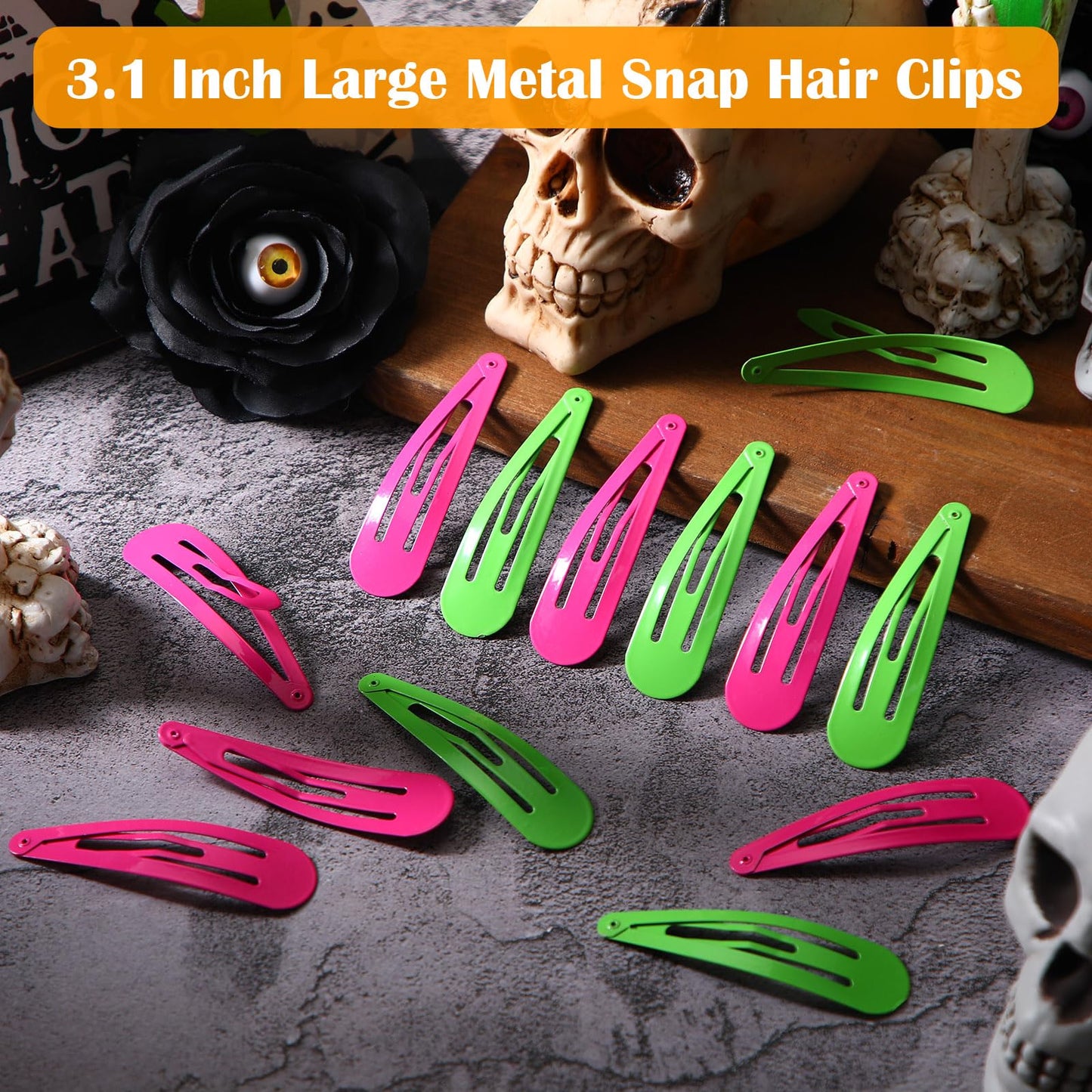 WILLBOND 30 Pieces 3.1 Inch Large Metal Snap Hair Clips Nonslip Barrettes Women Hair Accessories (Pink and Green)
