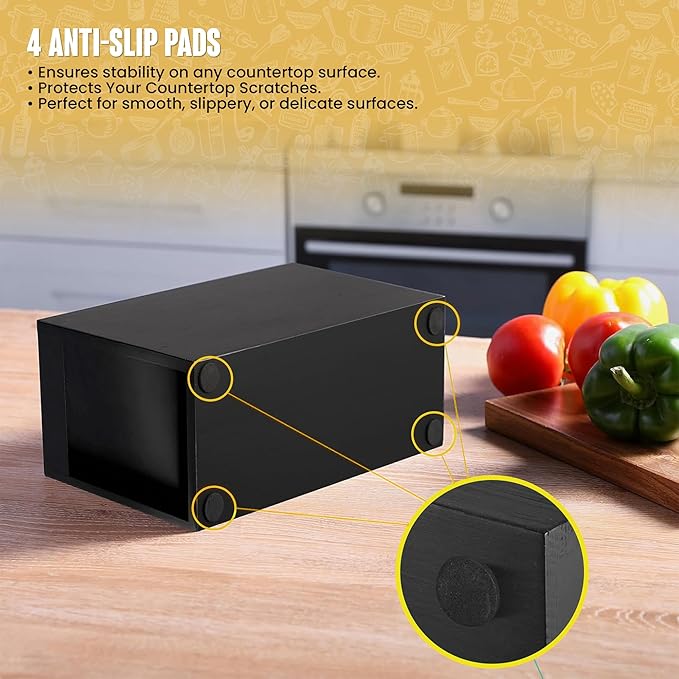 Kitchen Utensil Holder For Countertop With 4 Compartments - Kitchen Organizer Countertop, Extra Large Utensil Holder, Cooking Utensils Holder - Black