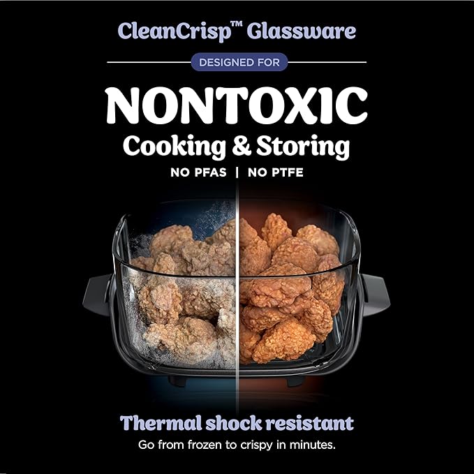 Ninja | Air Fryer | Crispi 4-in-1 Portable Cooking System | 4QT & 6 Cup Glass Containers, Crisper Plates & Storage Lids Included | Microwave, Freezer & Dishwasher Safe | Frosted Lilac | FN101PR