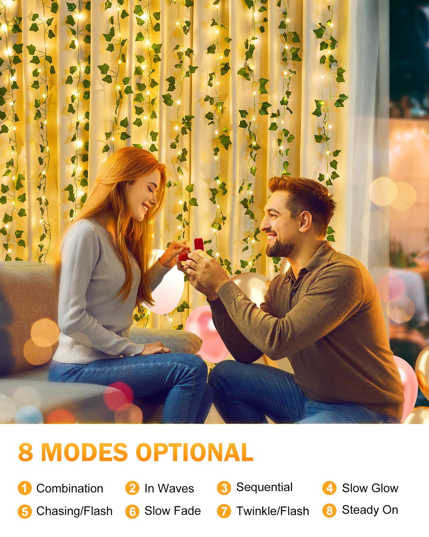 Brightown Solar Fairy Lights Outdoor, 33Ft Ivy String Lights, Copper Vine Lights For Garden, Model 40Ft-Solar-Vine-Lights