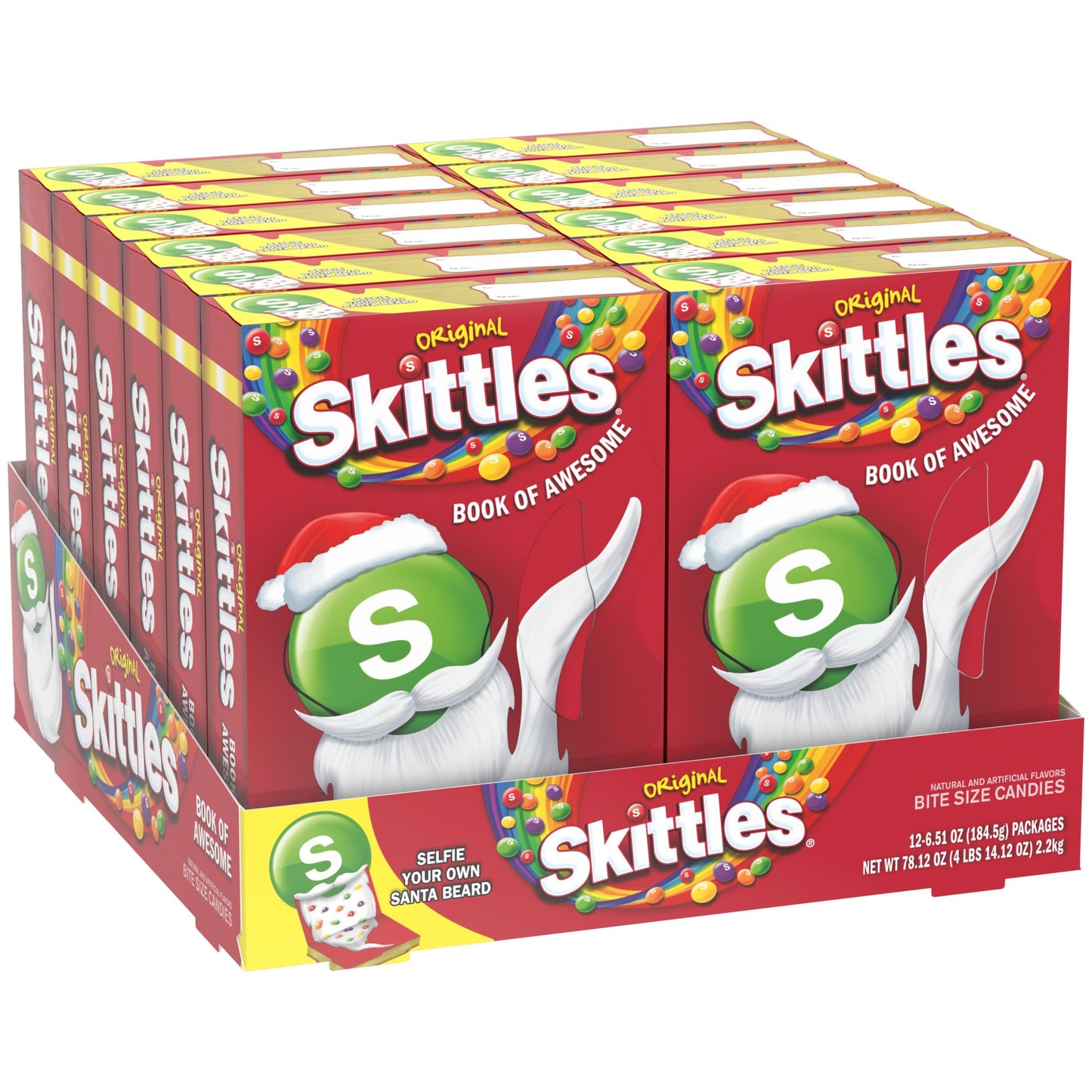 SKITTLES Original Book of Awesome Chewy Christmas Candy Gift Box, 6.51oz Box (Pack of 12)