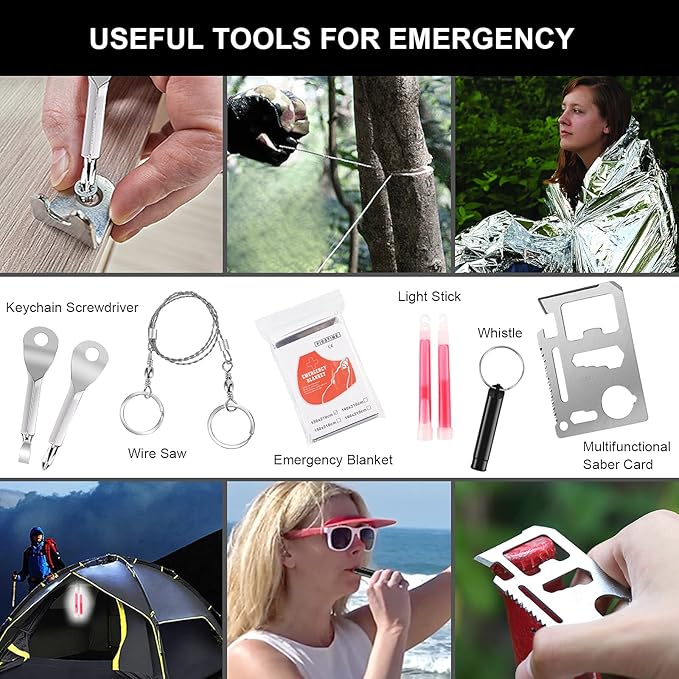 Gifts for Man Dad Husband, 210 PCS Survival First Aid kit, Professional Survival Gear Camping Essentials Emergency Medical Goods for Camping Boat Home Car Disaster Adventure (Khaki)