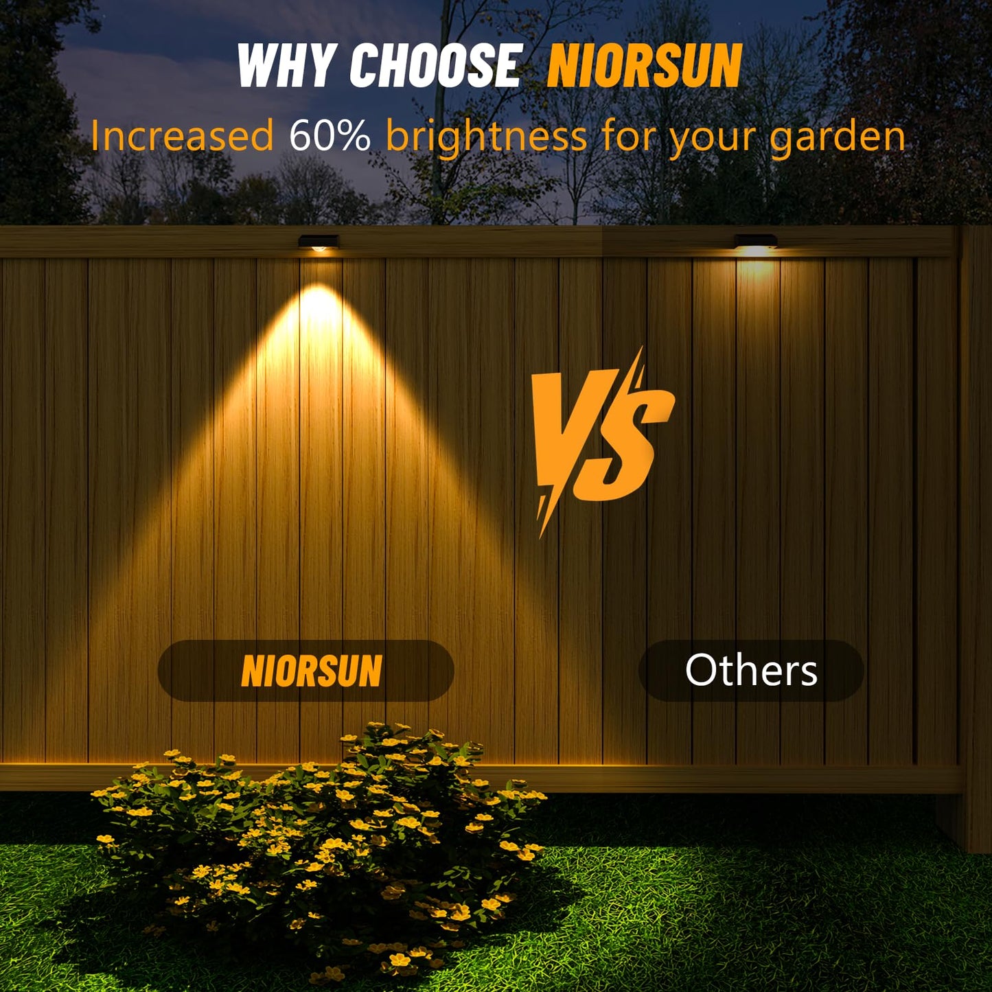 Niorsun Solar Fence Lights Outdoor Waterproof Warm & Cool White Rgb 8 Pack Led Spot Lens Deck Lights 9 Mode Solar Powered Wall Lighting Decor For Outside Patio Step Backyard Railing Pool Black