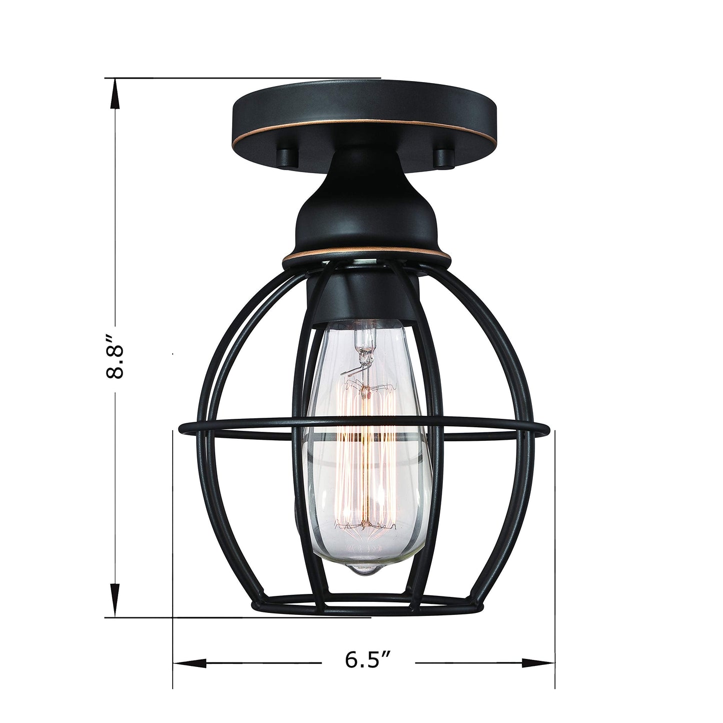 Wisbeam Semi Flush Mount Ceiling Light, E26, Metal, Etl Rated, 1-Pack Bronze, Model Ws-Cl018, Max 60W, Bulbs Not Included