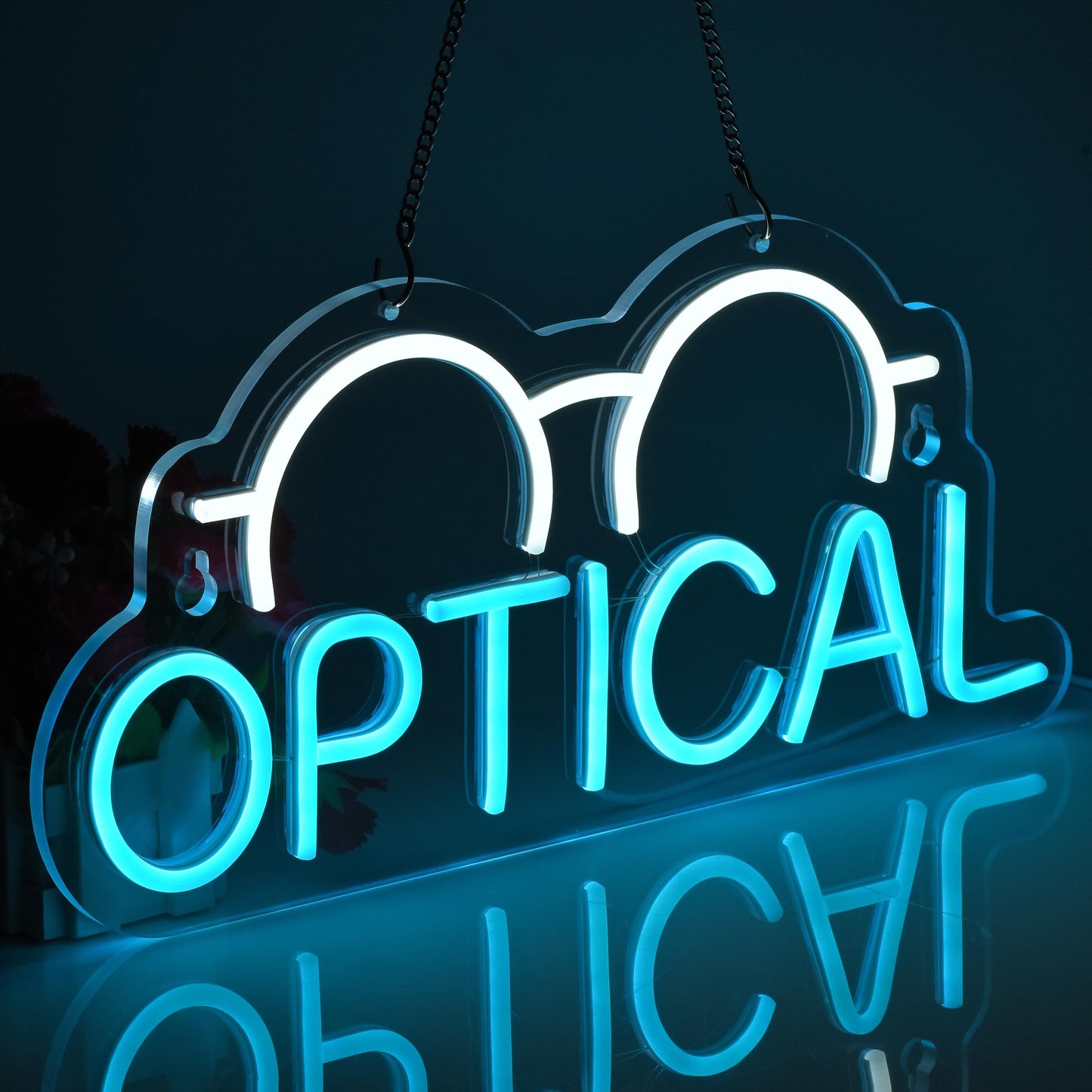 Jomobuty Optical Neon Sign For Wall Decor Led Light Up Sign Eyeglass Store OpticianS Store Eye Exams Optometry Business Signage Grand Opening Gift 16.5 X 7.5