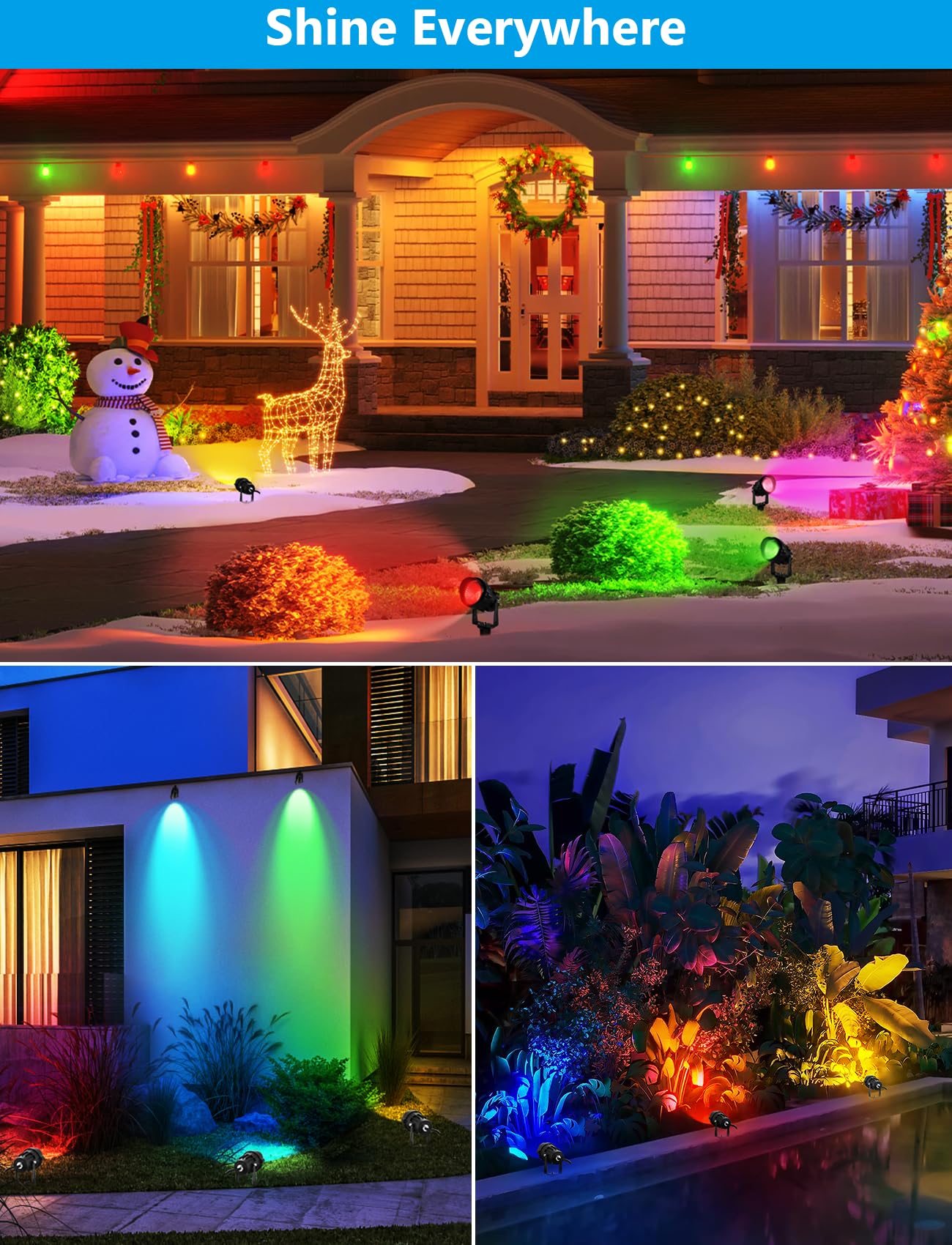 LemonBest 12W RGBW LED Landscape Lights - Waterproof Spotlights, 4 Pack, Aluminum, Remote Control