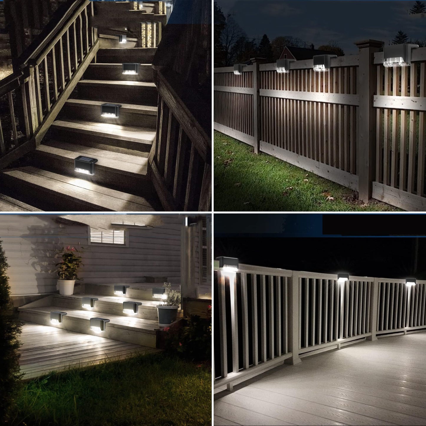 pearlstar Solar Deck Lights, 16 Pack Waterproof LED Stair Lights, Black (White Light), Model: 766b1718, for Outdoor Use
