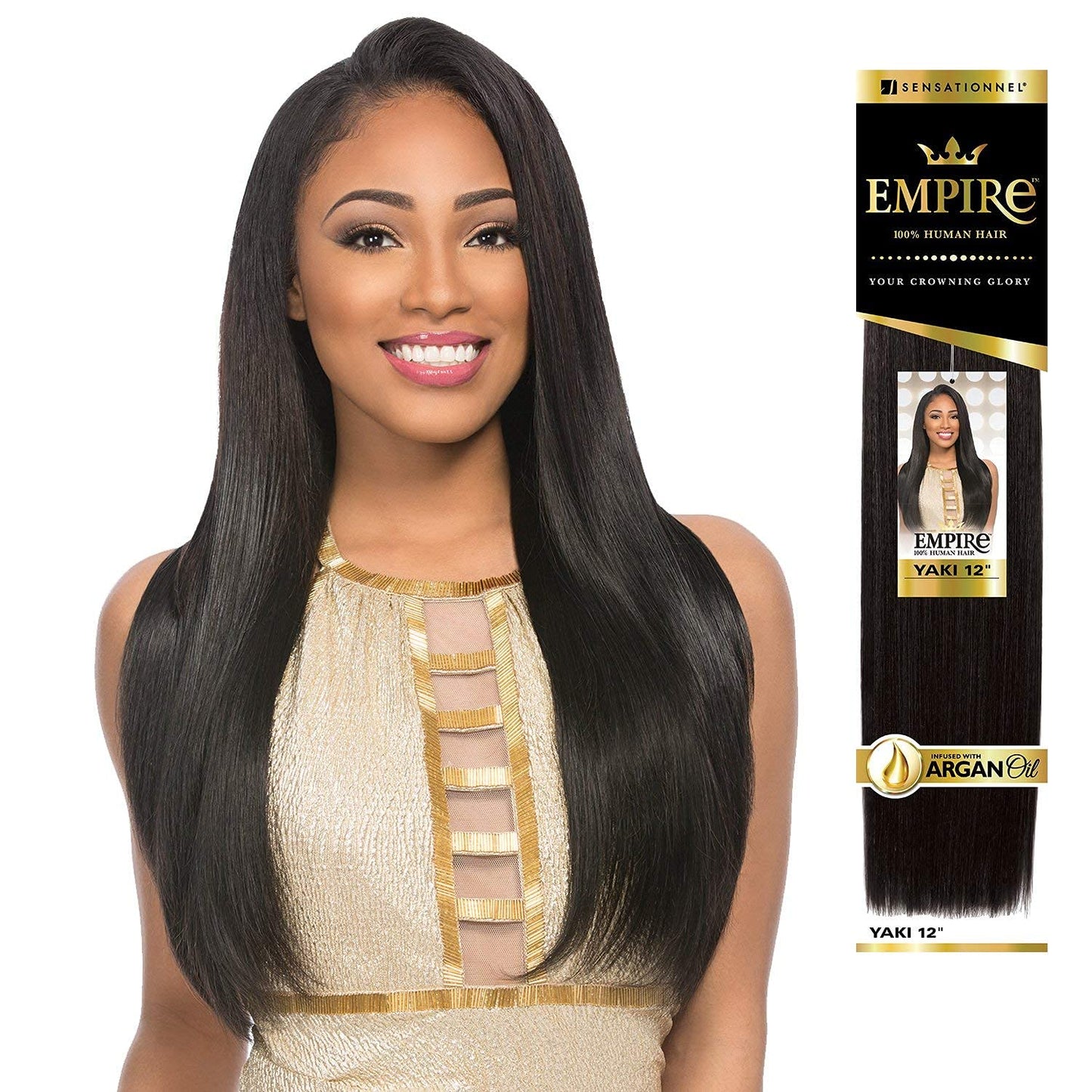 Sensationnel Empire yaki human hair - tangle free weaving for quick weave and sew in styles for faux highlights - 1 pack (28 inc