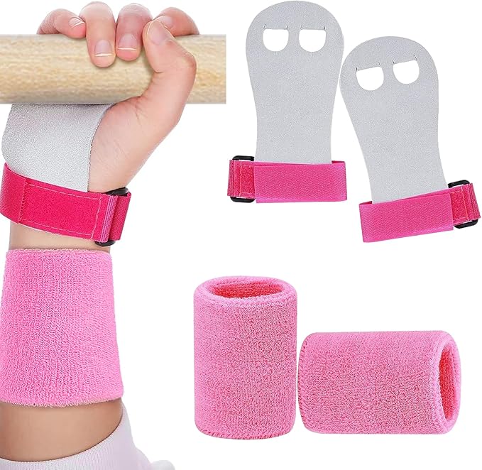 heqxwl 2PCS Gymnastics Hand Grips Gloves Wristbands, Gymnastic Hand Grips Gymnastic Bar Palm Protection and Wrist Support ...