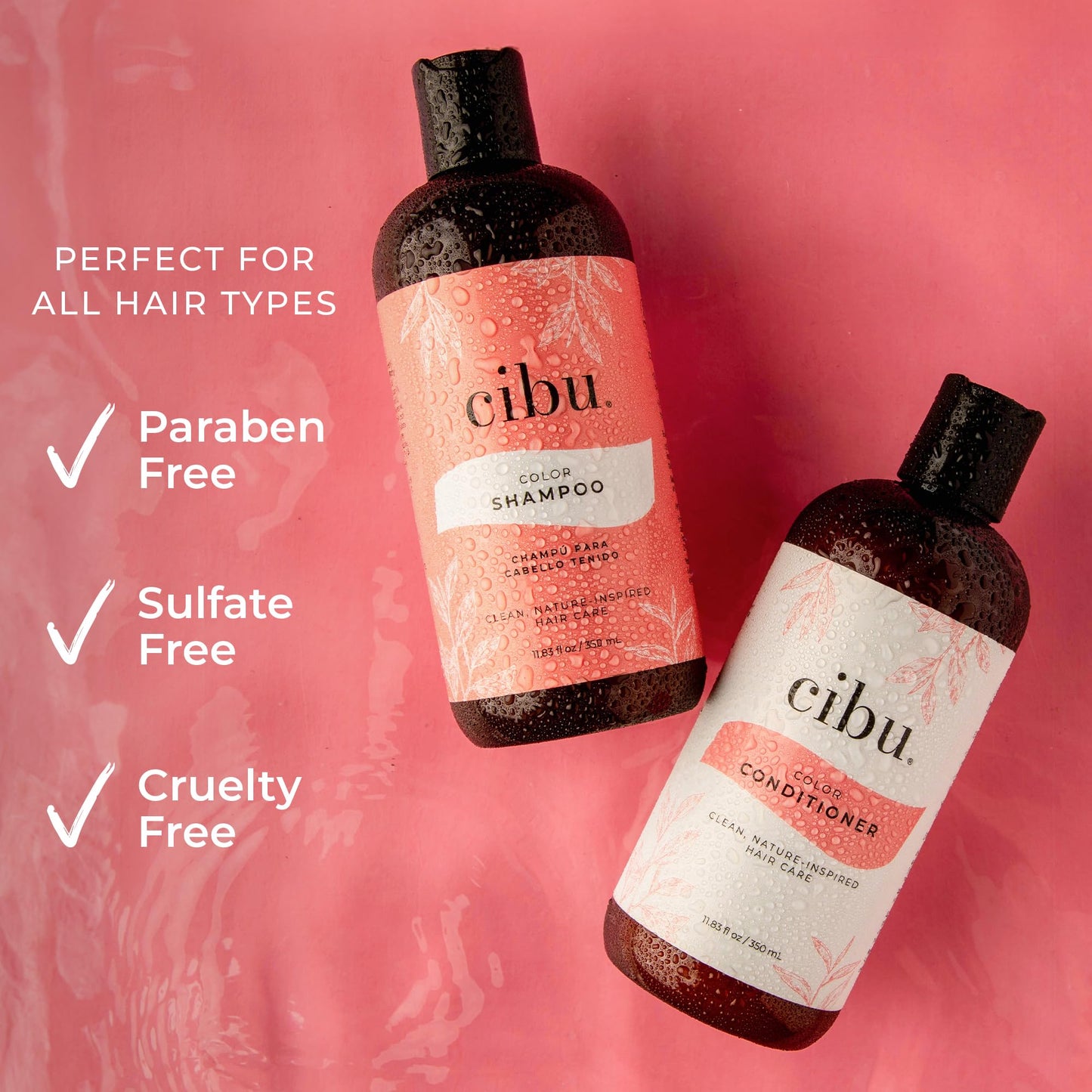 cibu Color Shampoo and Conditioner Bundle for Dry, Color-Treated Hair | Gently Hydrates and Strengthens Strands | Protects Color