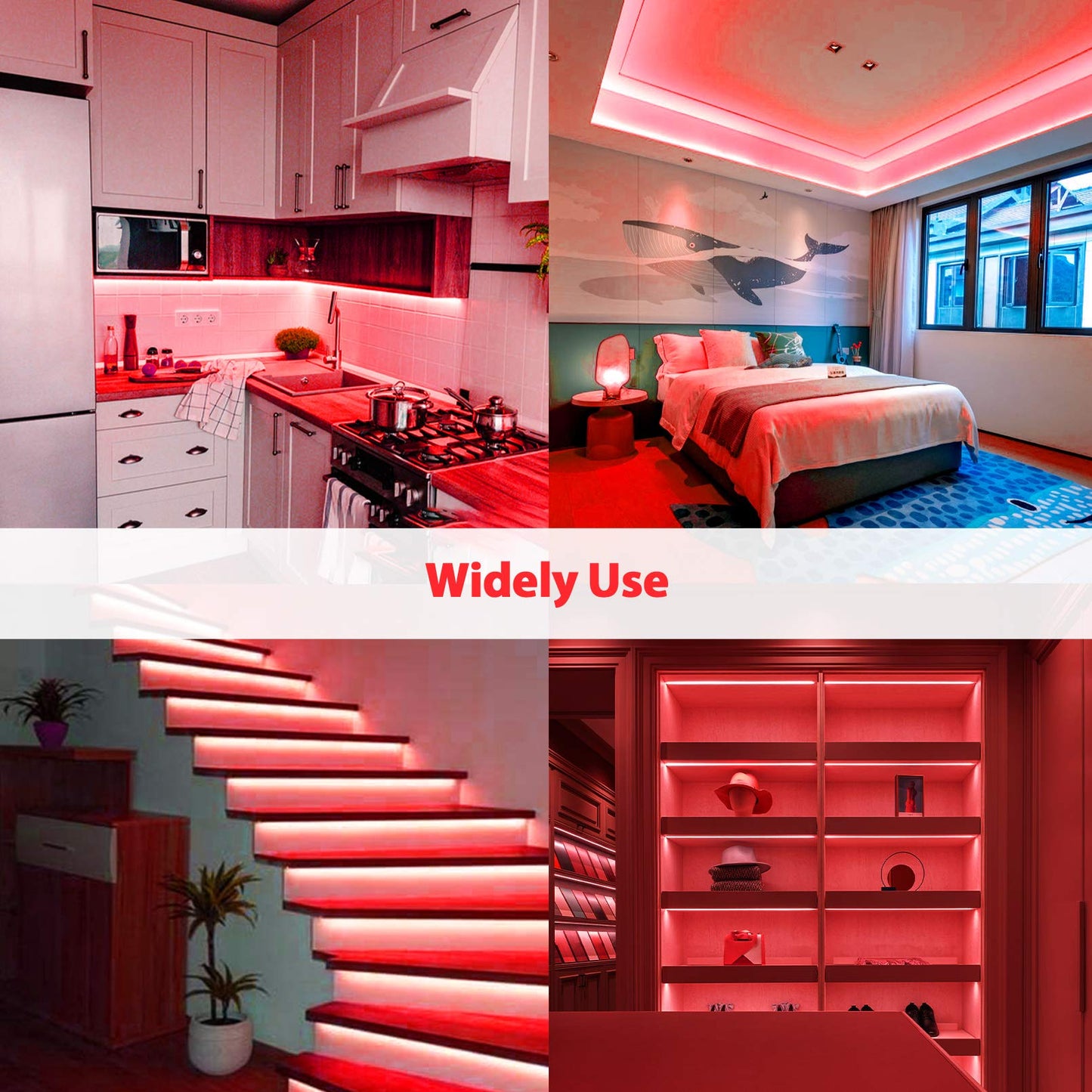 Lamomo LED Neon Flex Light Strip, 16.4ft Waterproof Silicone, Red, Indoor/Outdoor Decoration