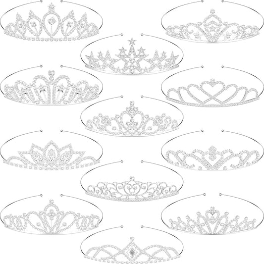 Hicarer 12 Pcs Tiaras for Girls Crystal Tiara Princess Crown for Kids Wedding Birthday