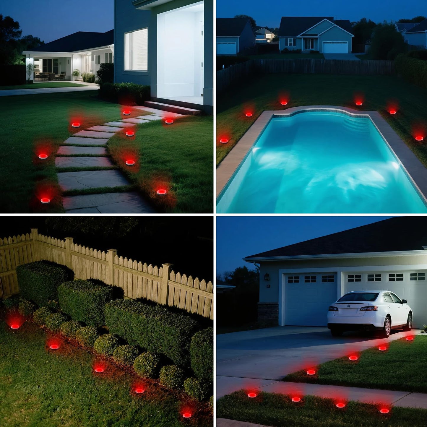 vighep Mini Solar Ground Lights, 12 Pack Solar Lights Outdoor Waterproof, Upgraded LED Flat Landscape Lighting for Outside Pathway Garden Patio Yard Driveway,Red