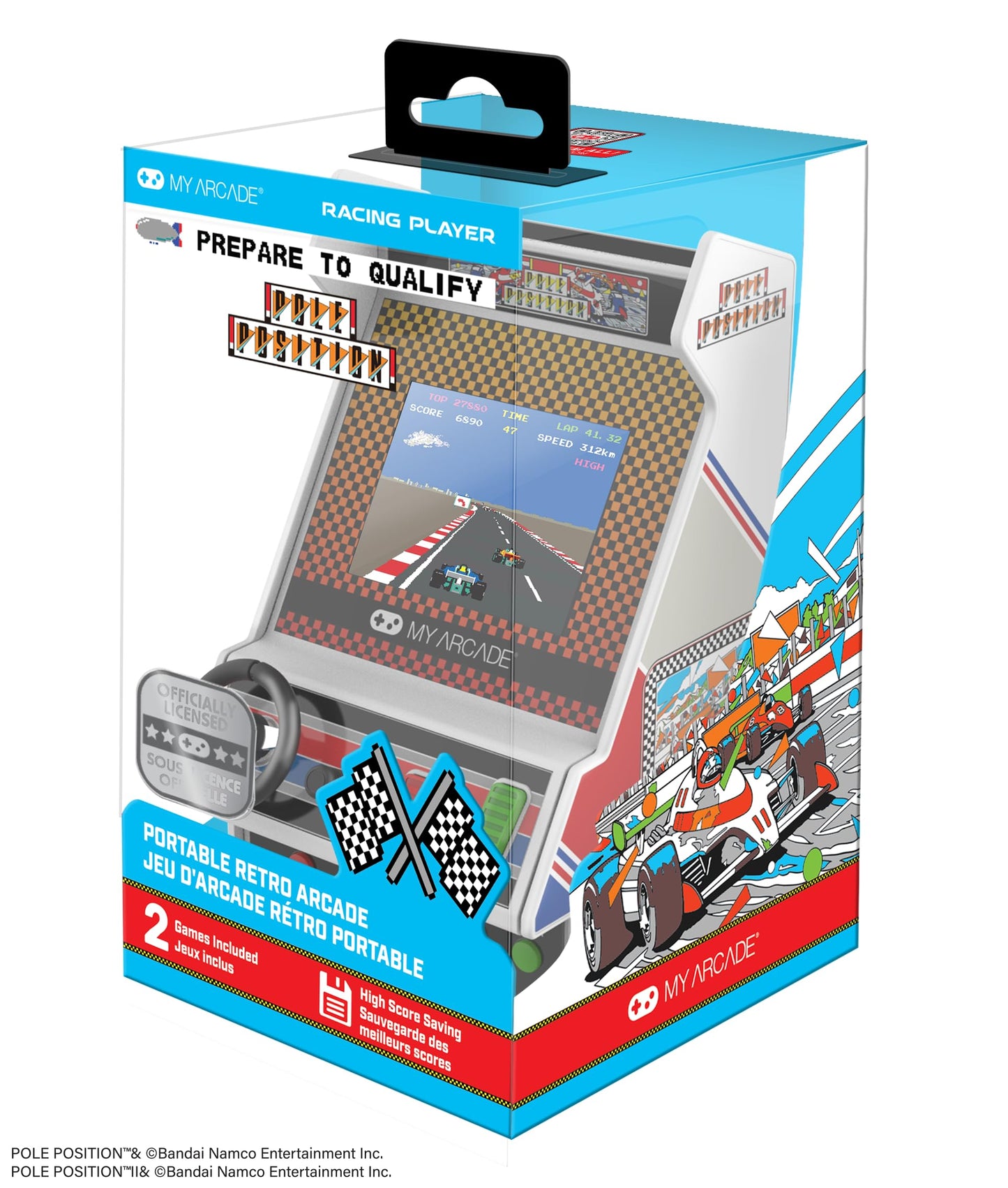 My Arcade Pole Position Racing Player: Retro Mini Arcade Game Console with 2 Games, Real Racing Controls, Gifts for Adults,Full Color Screen