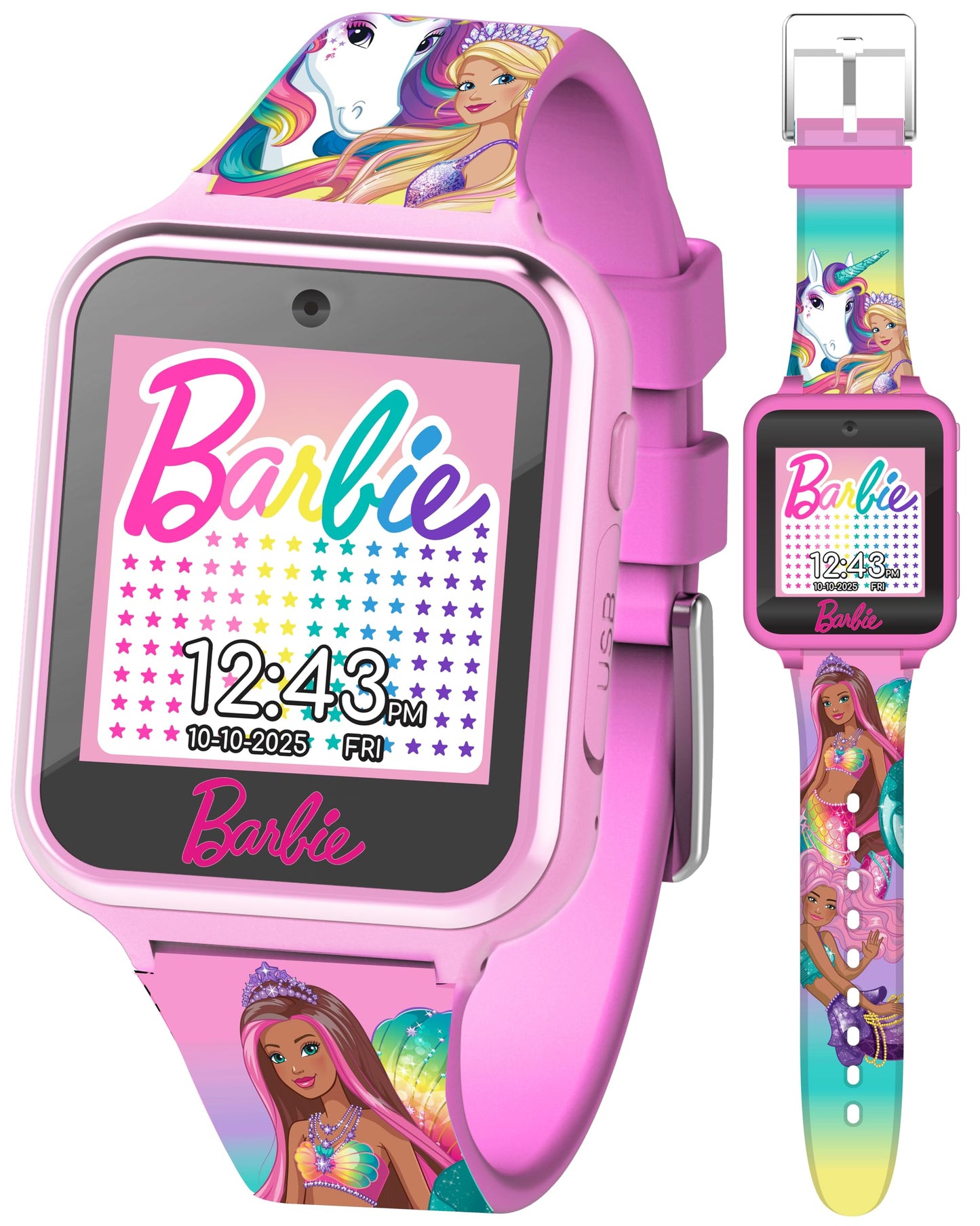 Barbie Kids Smartwatch - Interactive Fun With 10 Watch Faces, Camera, Games, Alarm, Step Tracker & More - Stylish Gift For Girls